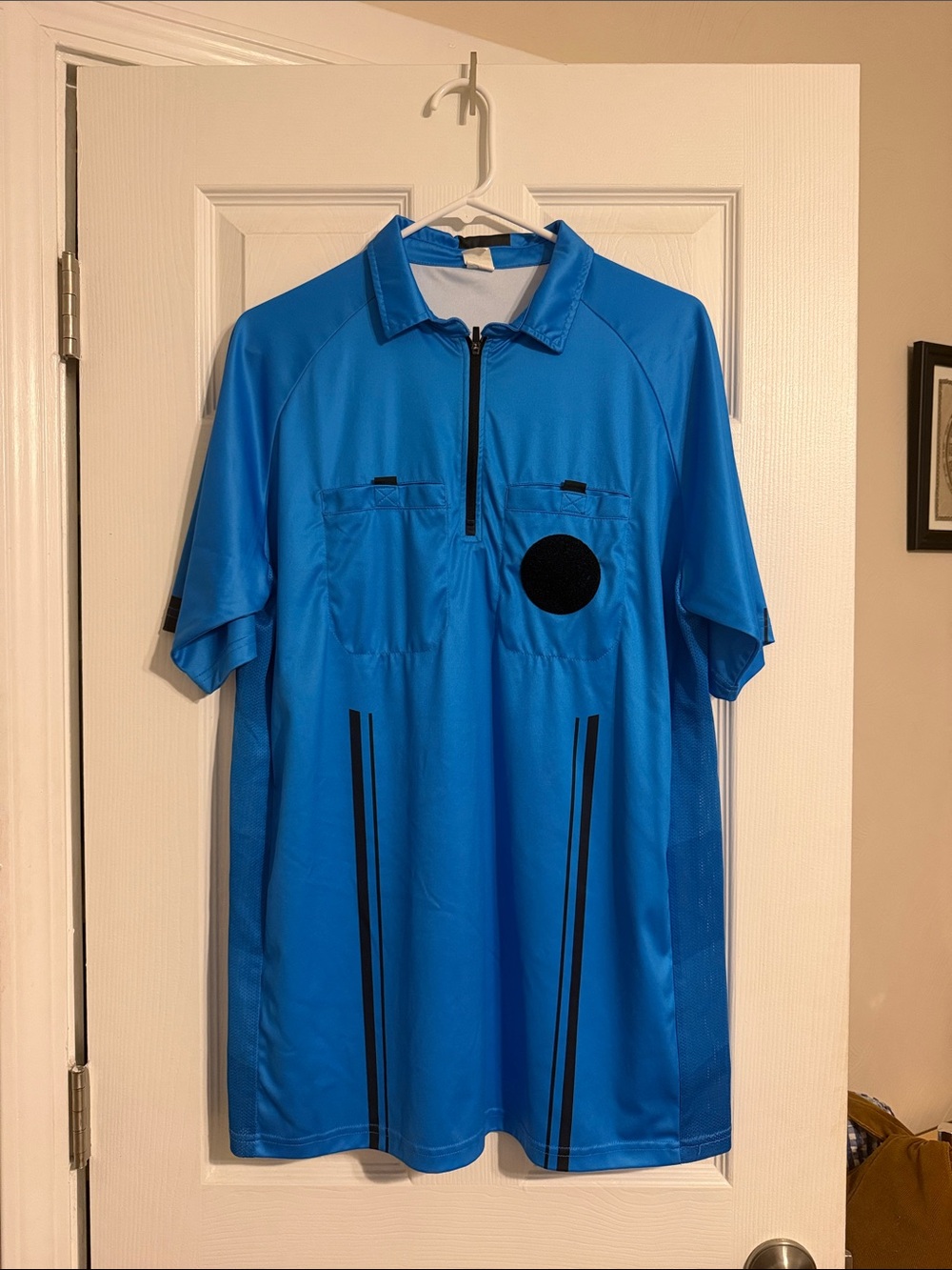 Men's Blue Performance Referee Polo Shirt with Zip